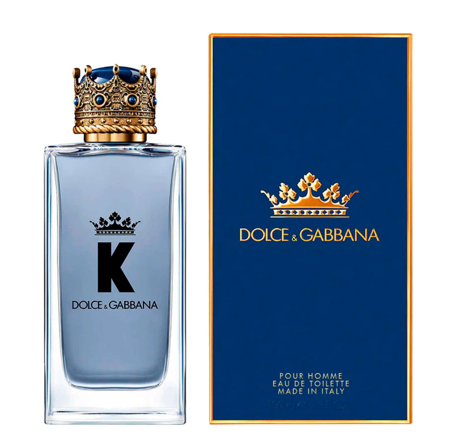 Perfume K Dolce & Gabbana, botella y caja azul, texto visible, fragancia para hombre.