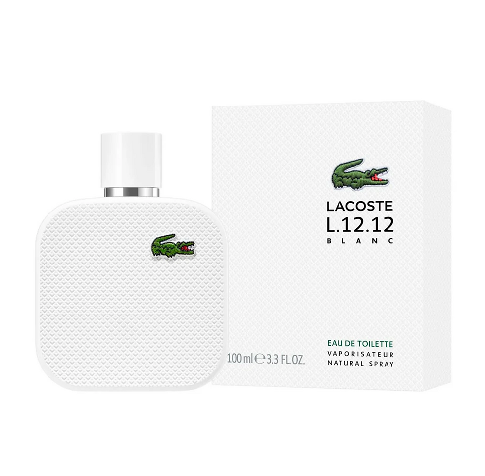Lacoste L.12.12 Blanc Eau de Toilette, white bottle and box. 100ml, 3.3 FL.OZ.
