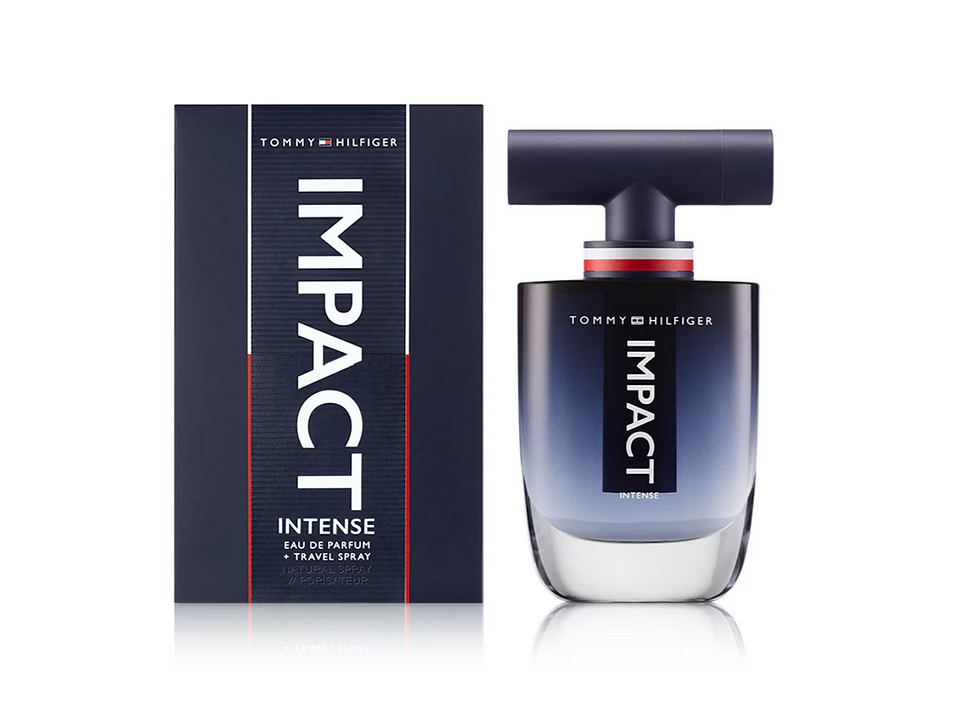 Tommy Hilfiger Impact Intense perfume with stylish packaging and black bottle.