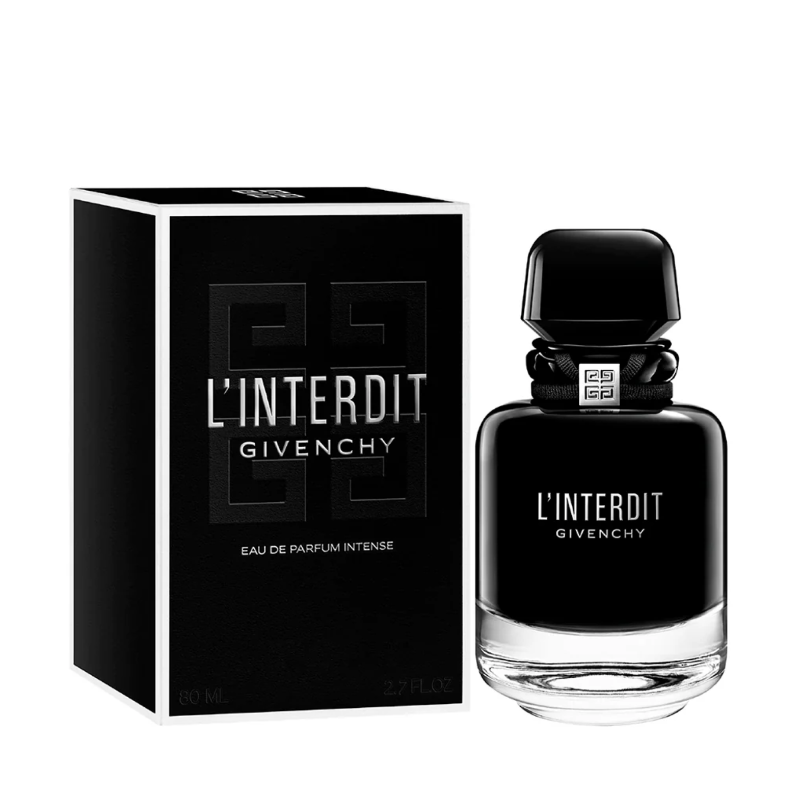 Givenchy L'Interdit Eau de Parfum Intense bottle and box on white background
