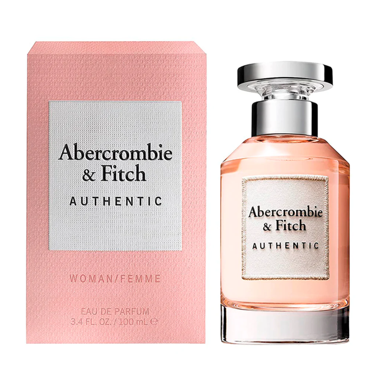 Abercrombie & Fitch AUTHENTIC perfume WOMAN/FEMME Eau De Parfum 3.4 fl oz bottle display.