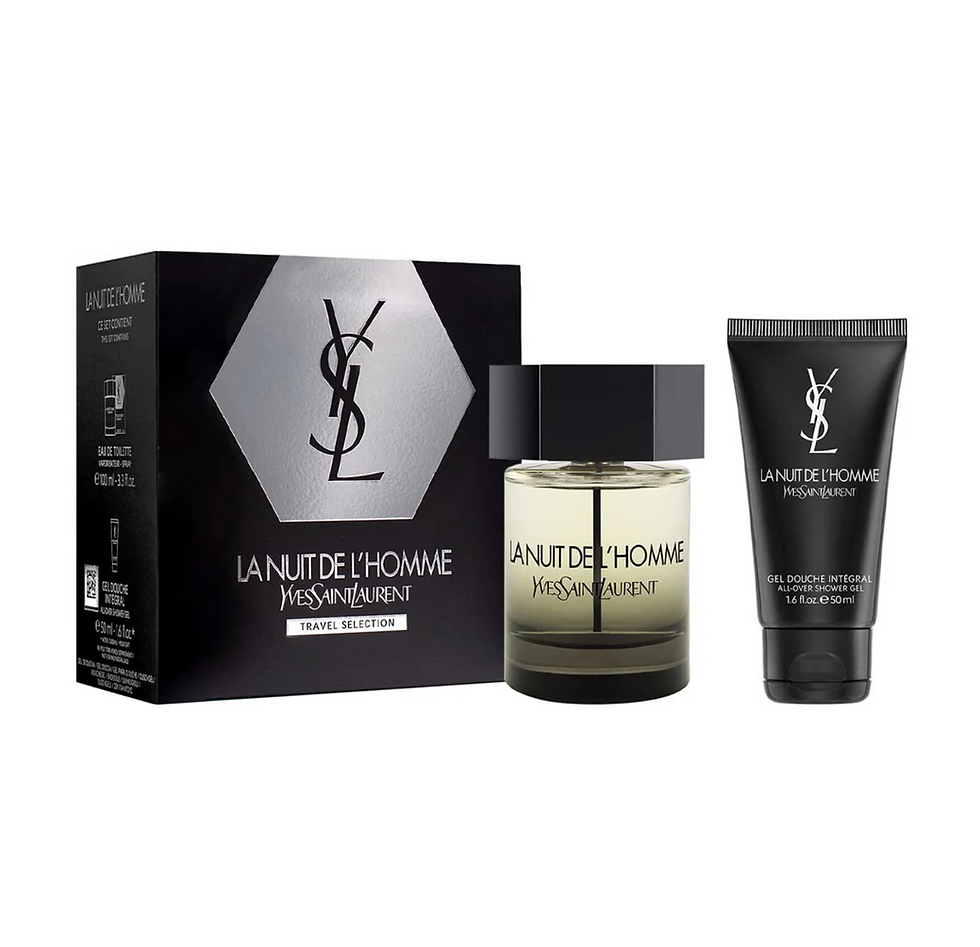 Set de regalo Yves Saint Laurent La Nuit de L'Homme con perfume y gel.