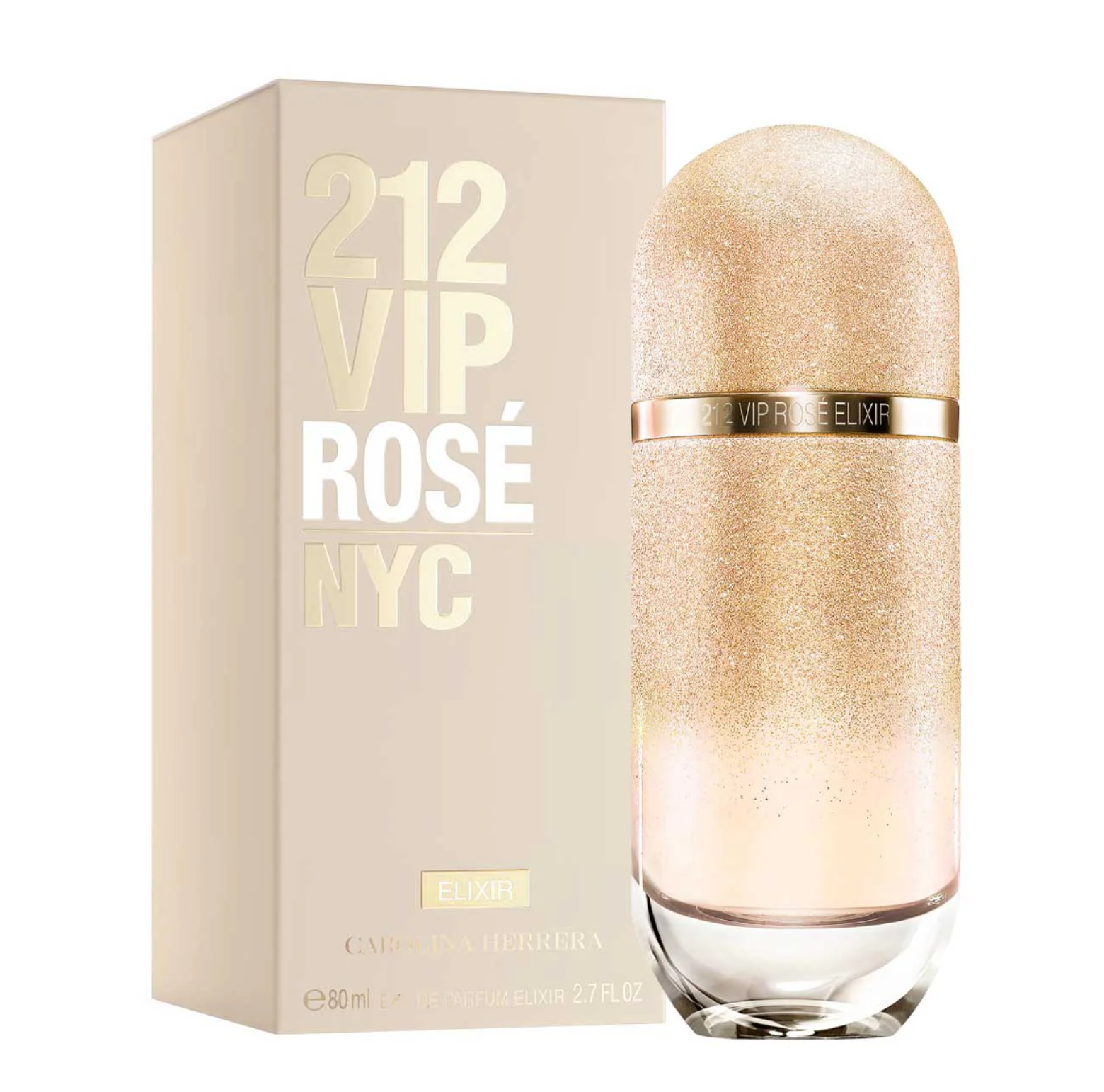 Perfume Carolina Herrera 212 VIP Rosé NYC, bottle and box, fragrance for women.
