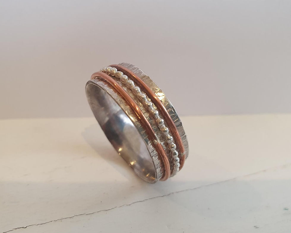 Silver and copper spinner ring - size Y