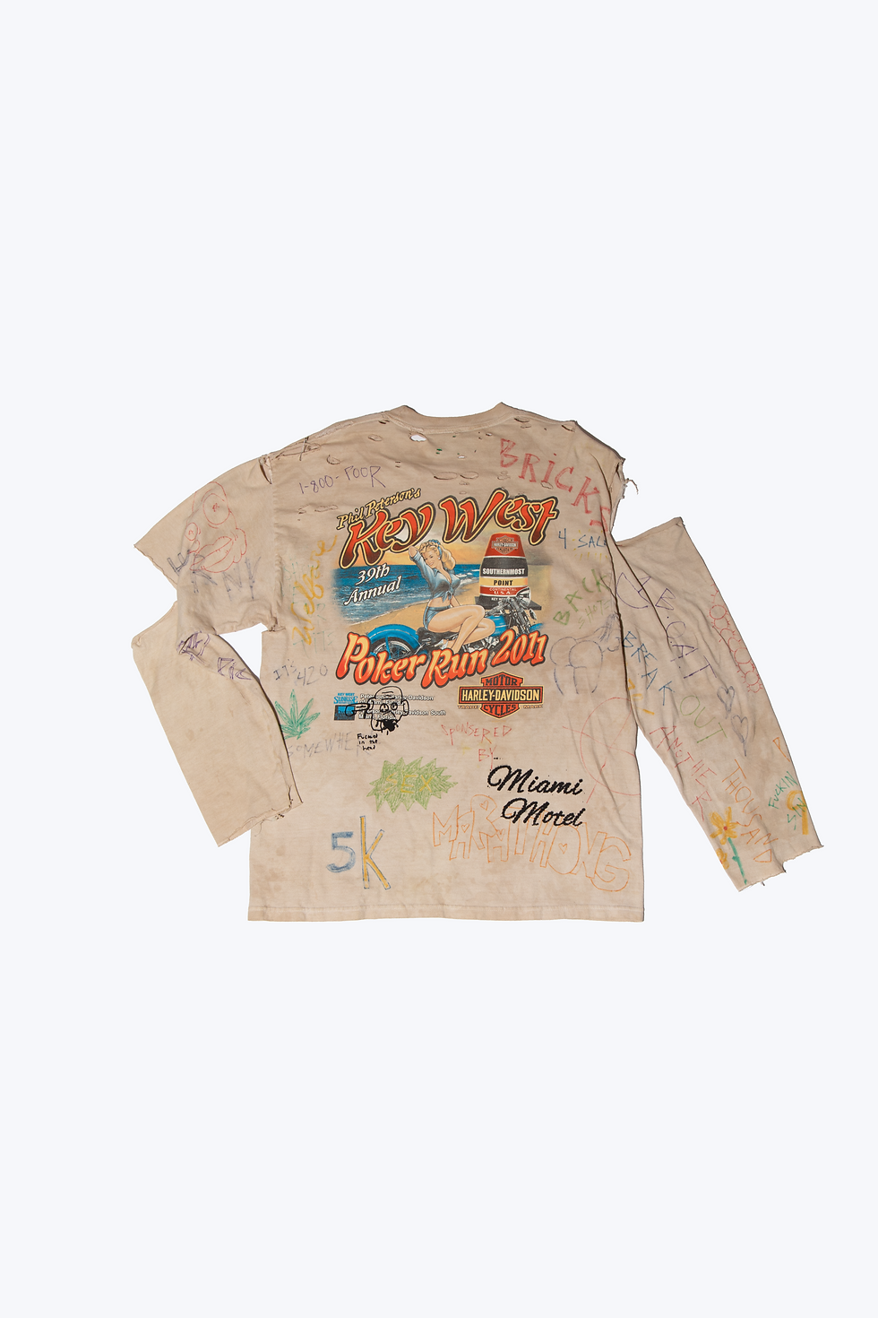 Thumbnail: Harley Doodleson Distressed Long Sleeve SZ L