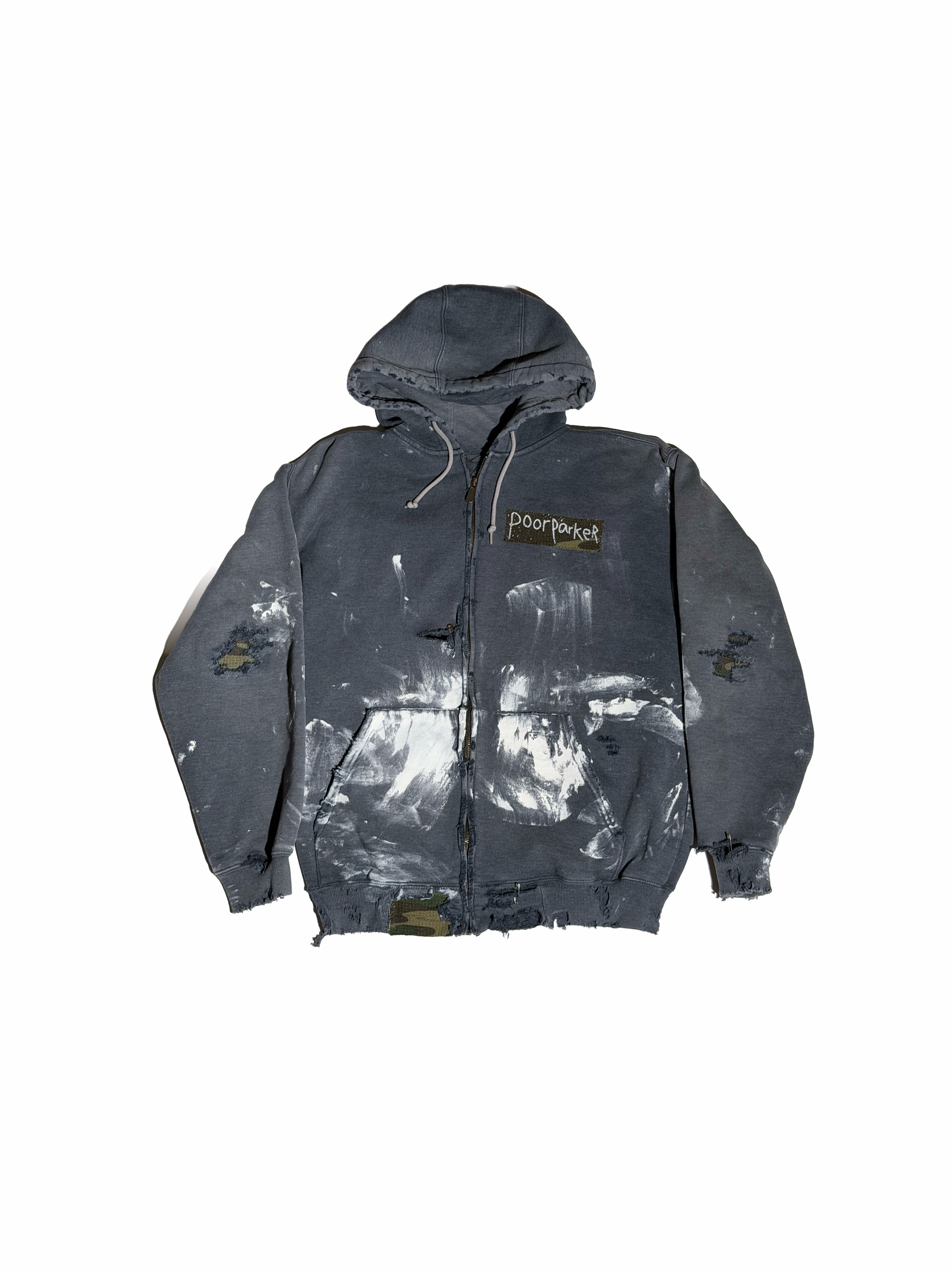 Distressed Gray Zip-Up