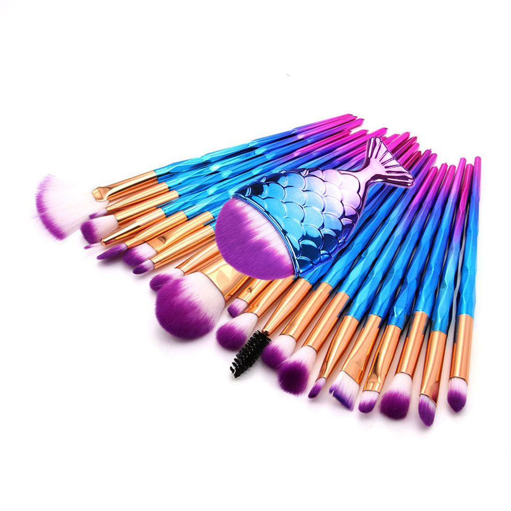 21pcs Diamond Makeup Brushes Set Fish Make Up Brush Powder Foundation Eyeshadow