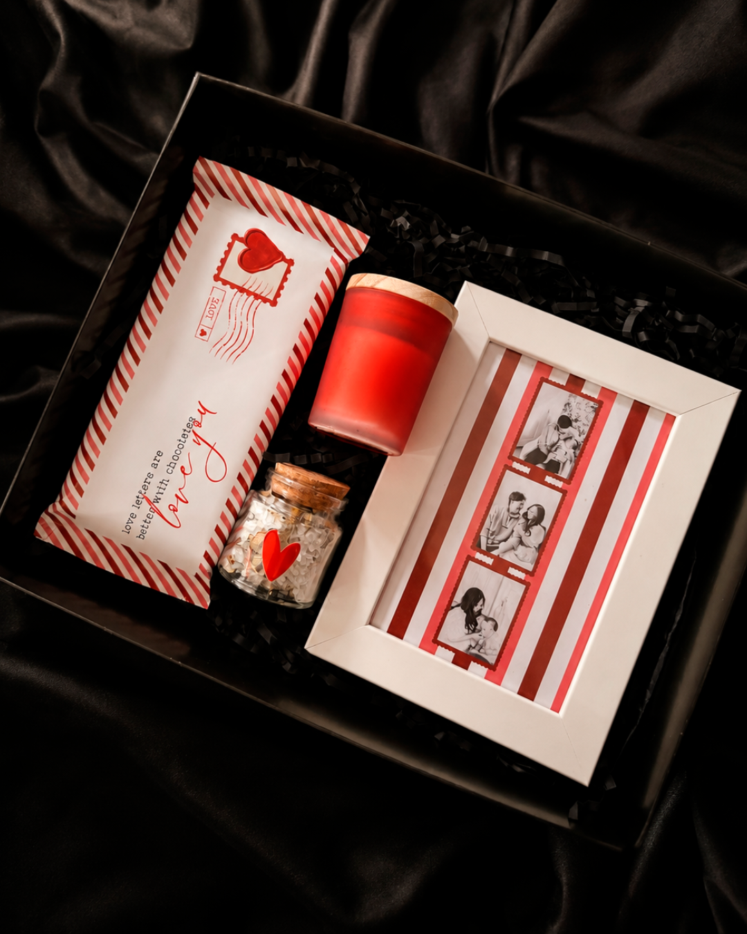 Presente Dia dos Namorados - Chocolate + Porta - Retrato + Vela + Escalda-pés