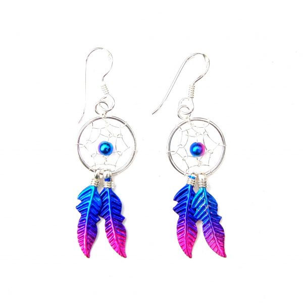 Blue/Pink Dreamcatcher Earrings