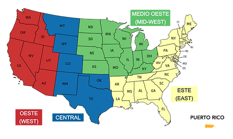 United States Map - Regions of Ministry