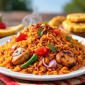 Jollof/fried rice with Beef