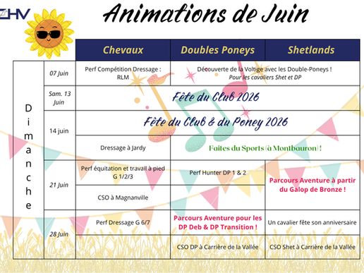 Animations du mois de Juin