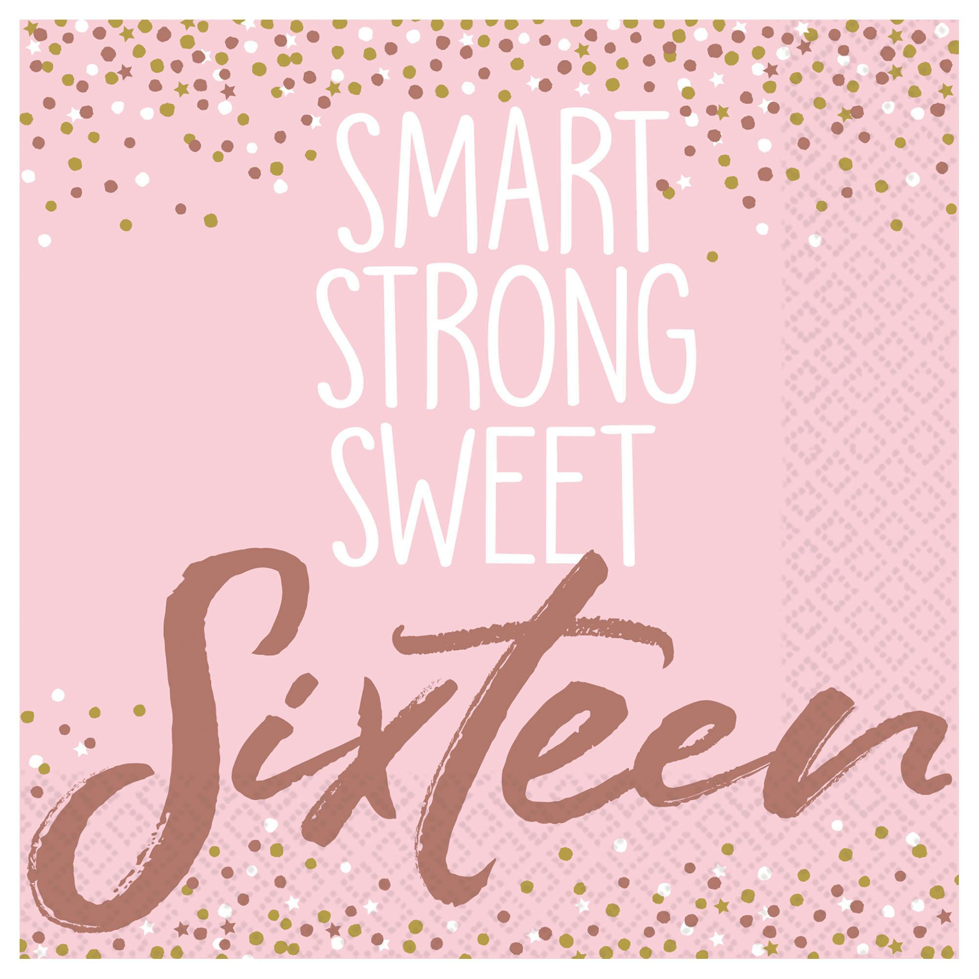 Rose Gold & Pink Sweet 16 Beverage Napkins 16ct