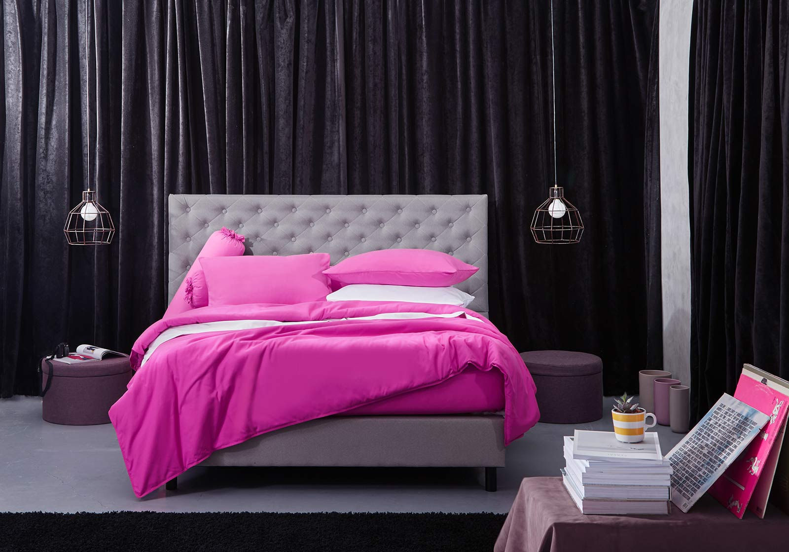 ชุดผ้าปู 6 ฟุต 3 ชิ้น DL-COL-SEXY PINK