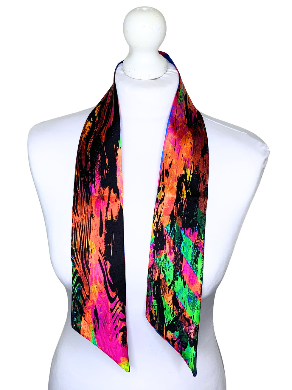 Thumbnail: Small 100% Silk Twilly Scarf Chevron 4