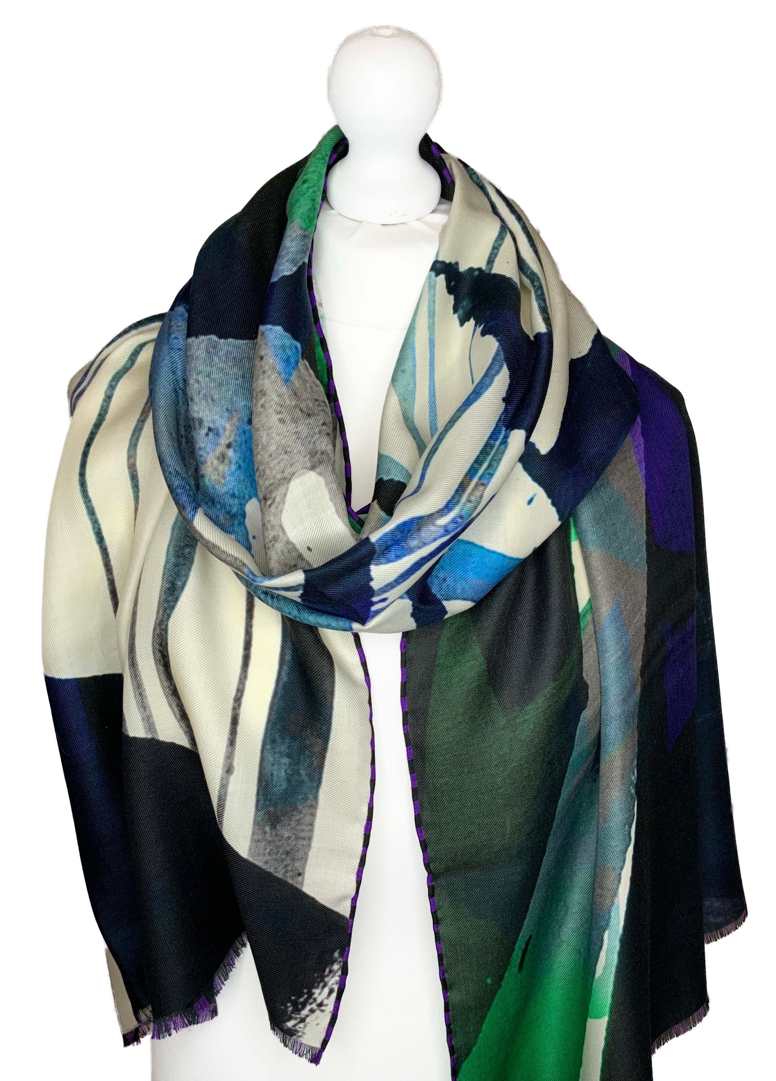 70% Wool 30% Silk Striped Edge COCWS01