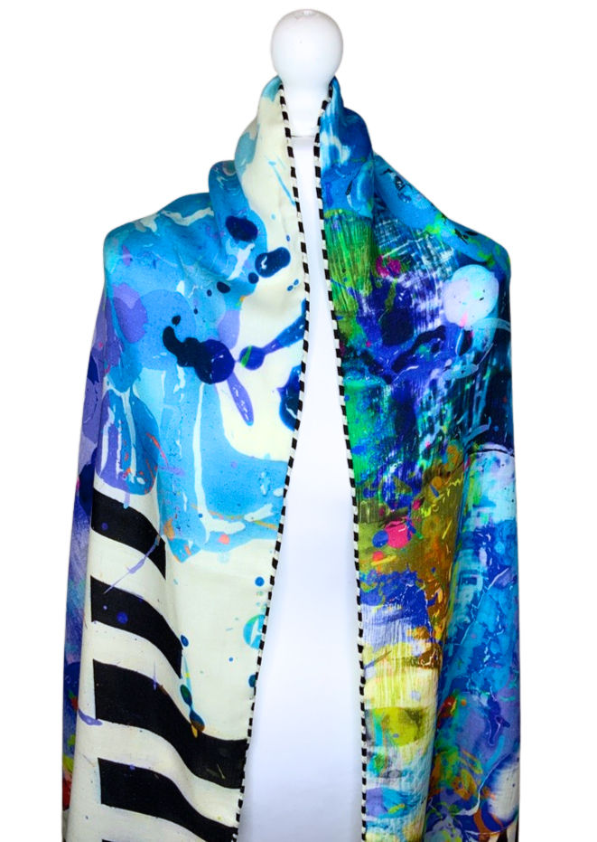 Thumbnail: 70% Wool 30% Silk Striped Edge COCWS28
