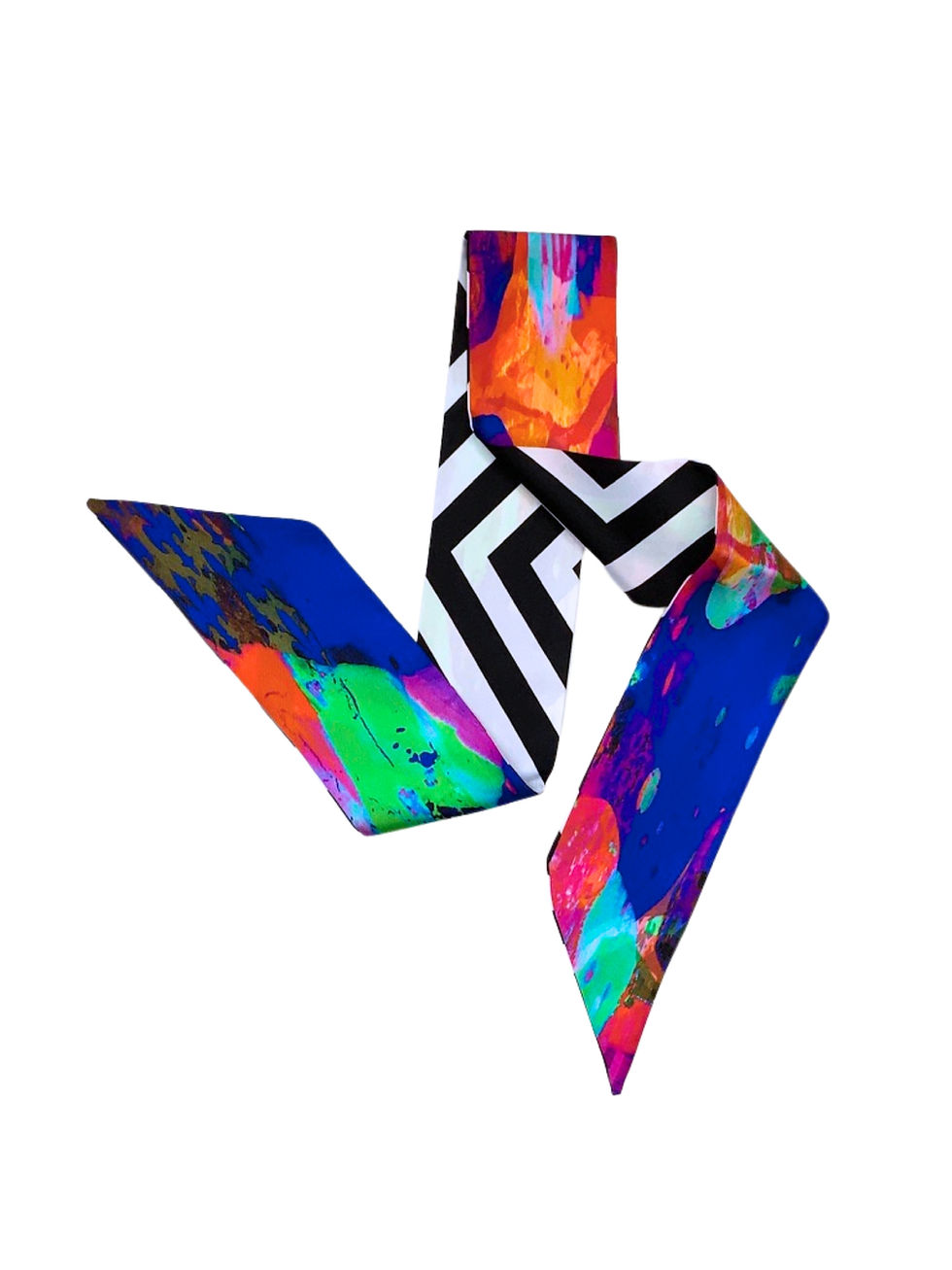 Thumbnail: Small 100% Silk Twilly Scarf Chevron 2