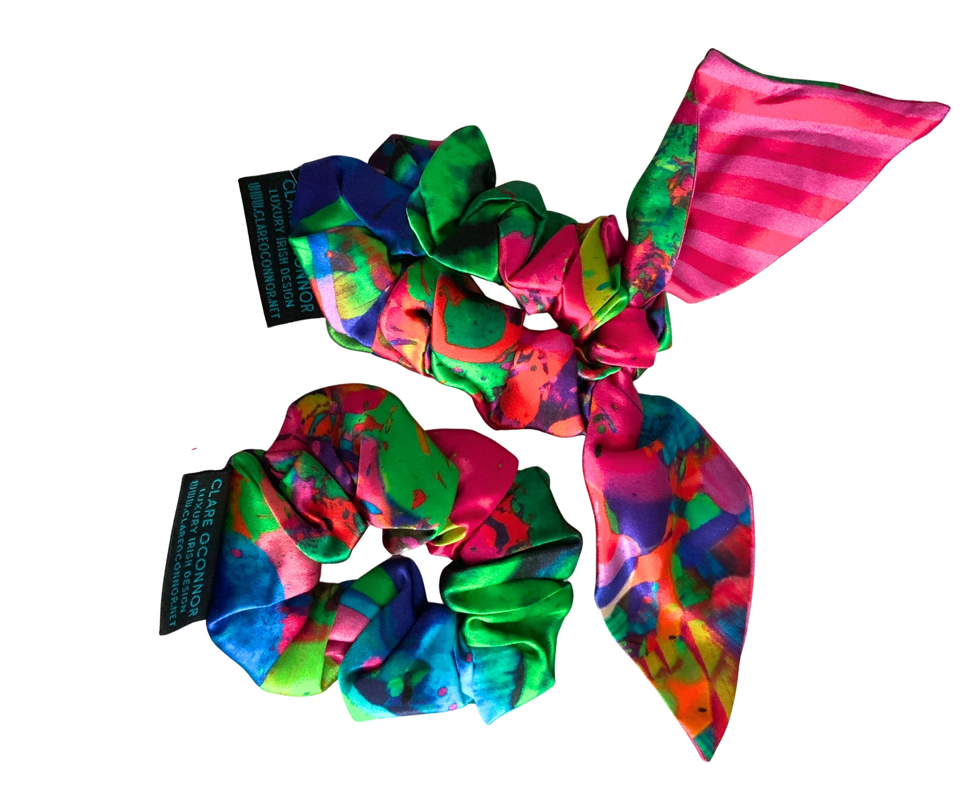 Luxury 100% Silk Scrunchie 2 Piece Set Cerise Pink