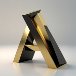 Letra mayuscula A en oro y negro