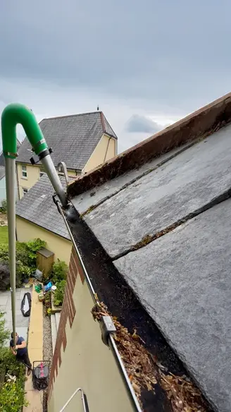 View from above of gutter vacuum