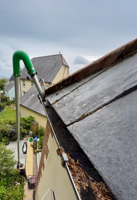 View from above of gutter vacuum