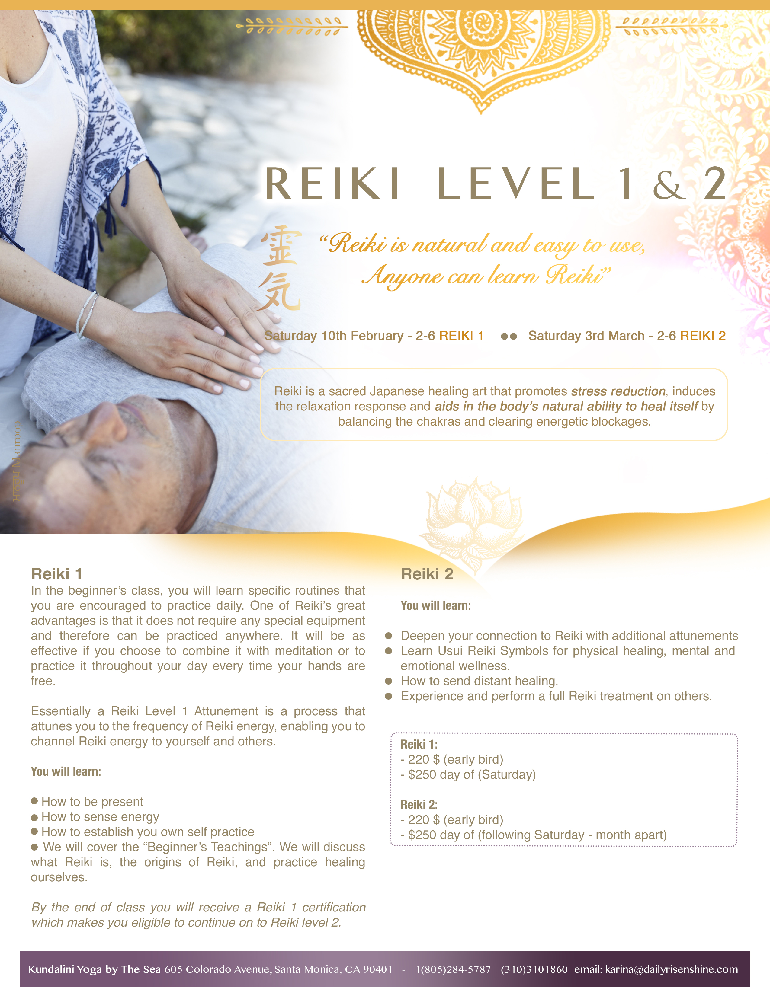 reiki training level 1 kybts yoga reiki class flyer event