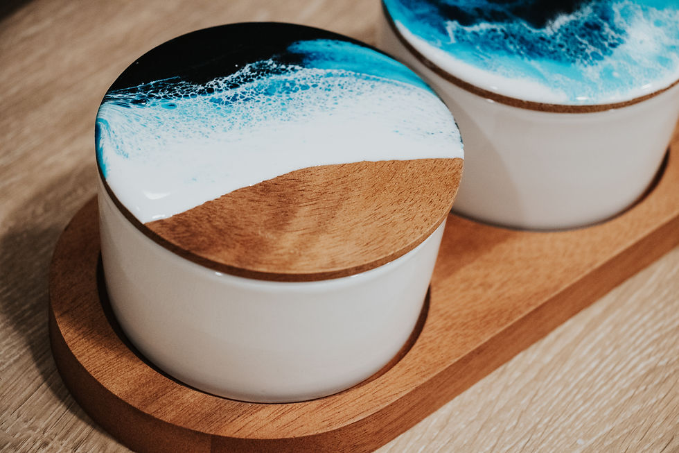 Thumbnail: Ceramic Set on Acacia Wood Base