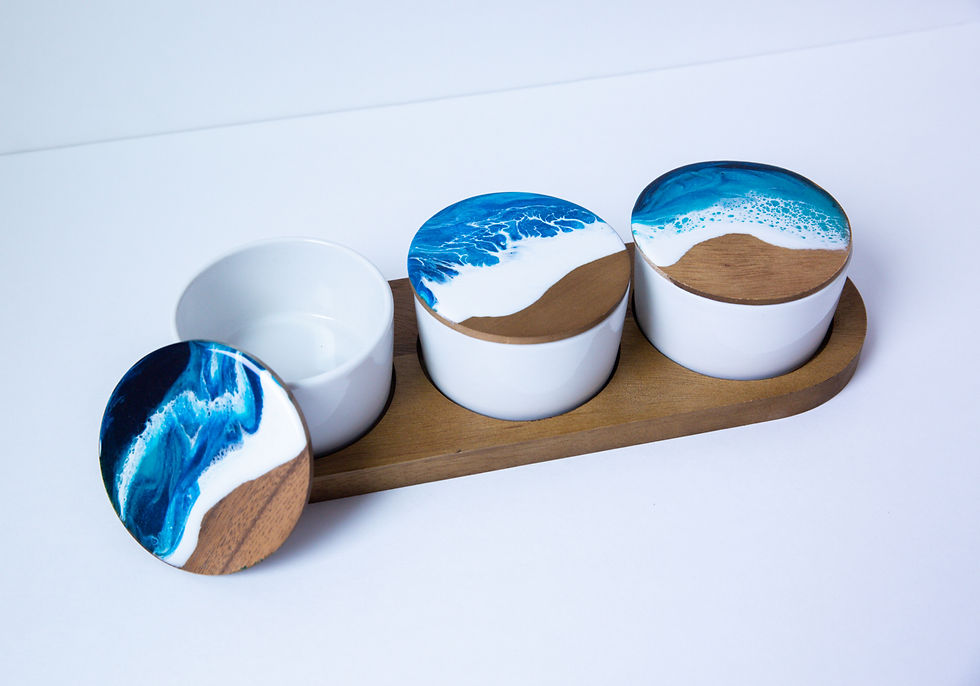 Thumbnail: Ceramic Set on Acacia Wood Base