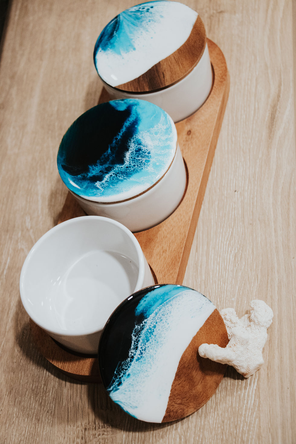 Thumbnail: Ceramic Set on Acacia Wood Base