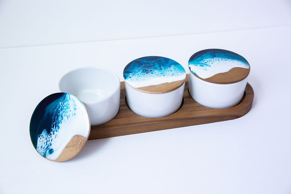 Thumbnail: Ceramic Set on Acacia Wood Base