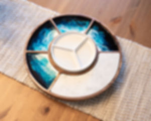For the Host: Round Acacia Serving Tray with Marble Insert