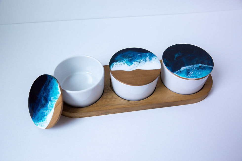 Thumbnail: Ceramic Set on Acacia Wood Base