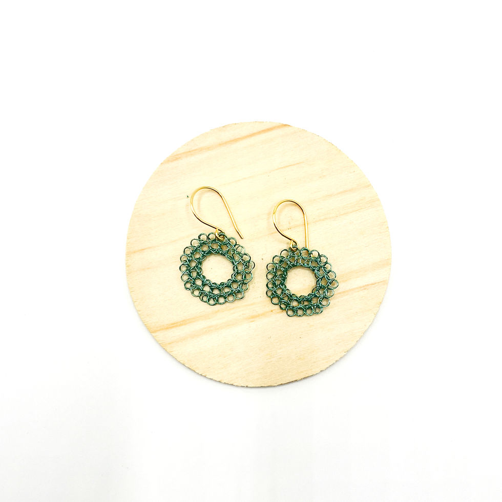 Arete Mediano Alambre Crochet Circular Silver Plated 16x- Baby Blue