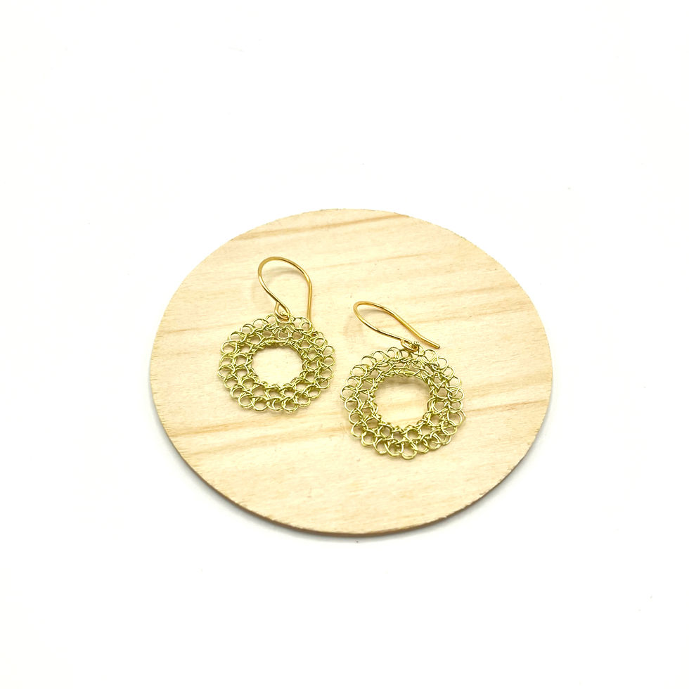 Arete Mediano Alambre Crochet Circular Silver Plated 16x-Champagne
