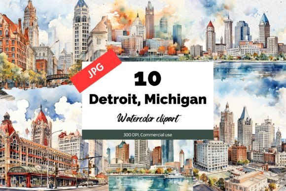 Detroit, Michigan Clipart JPG