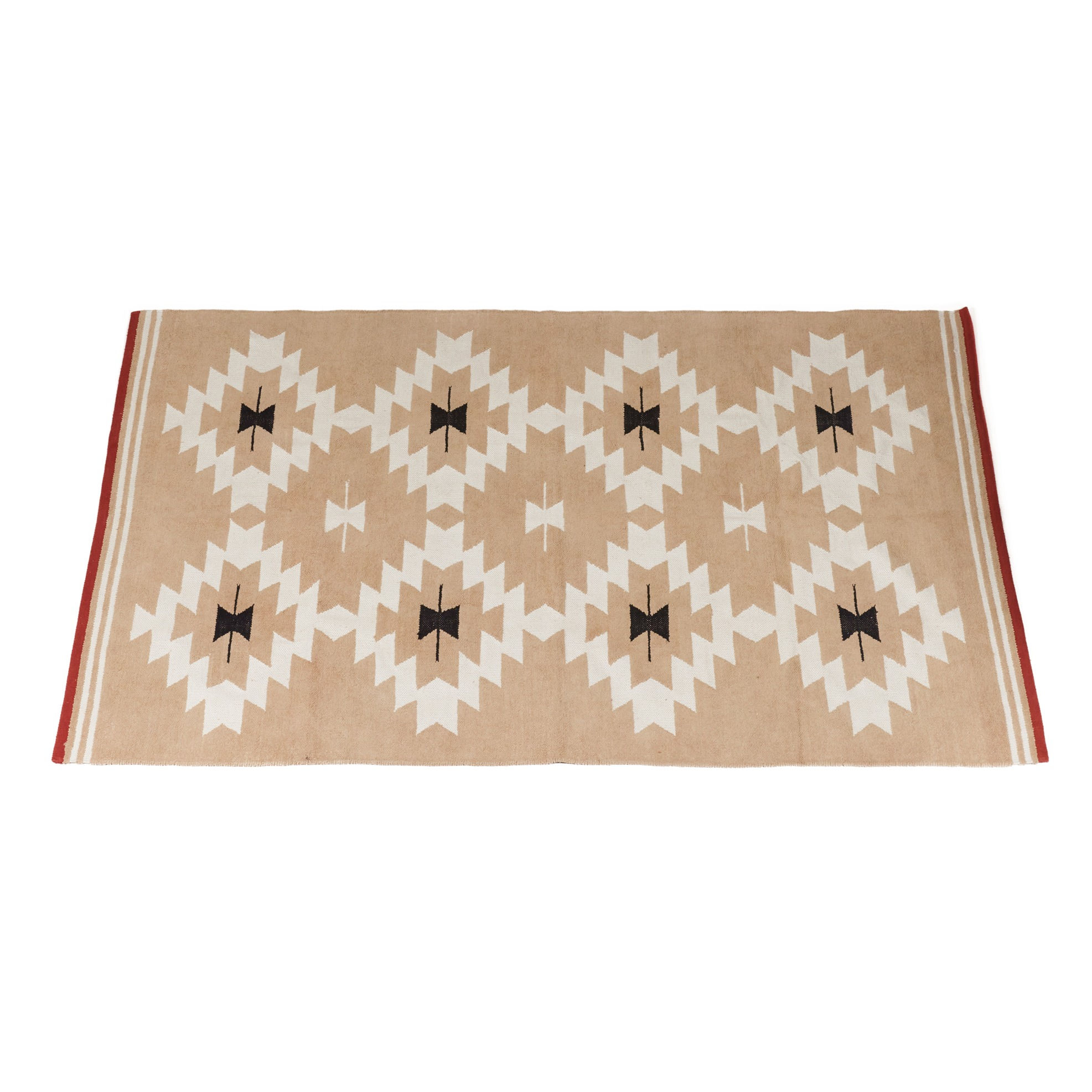 0494　幾何学ベージュラグ