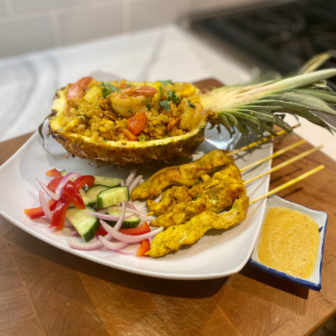 Chicken Satay & Pineapple Fried Rice