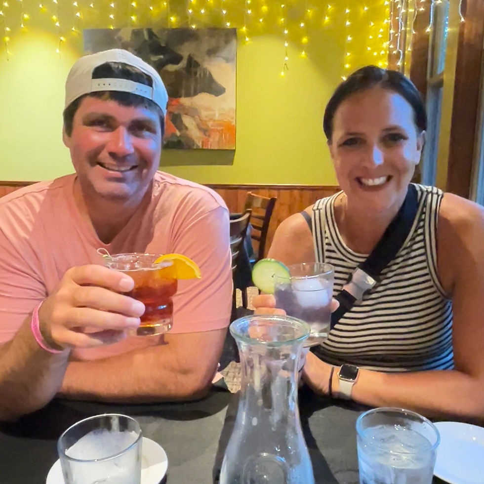 Couple enjoys a supper lunch dinner with old fashioneds at Asana Suka in Land O' Lakes, Wisconsin