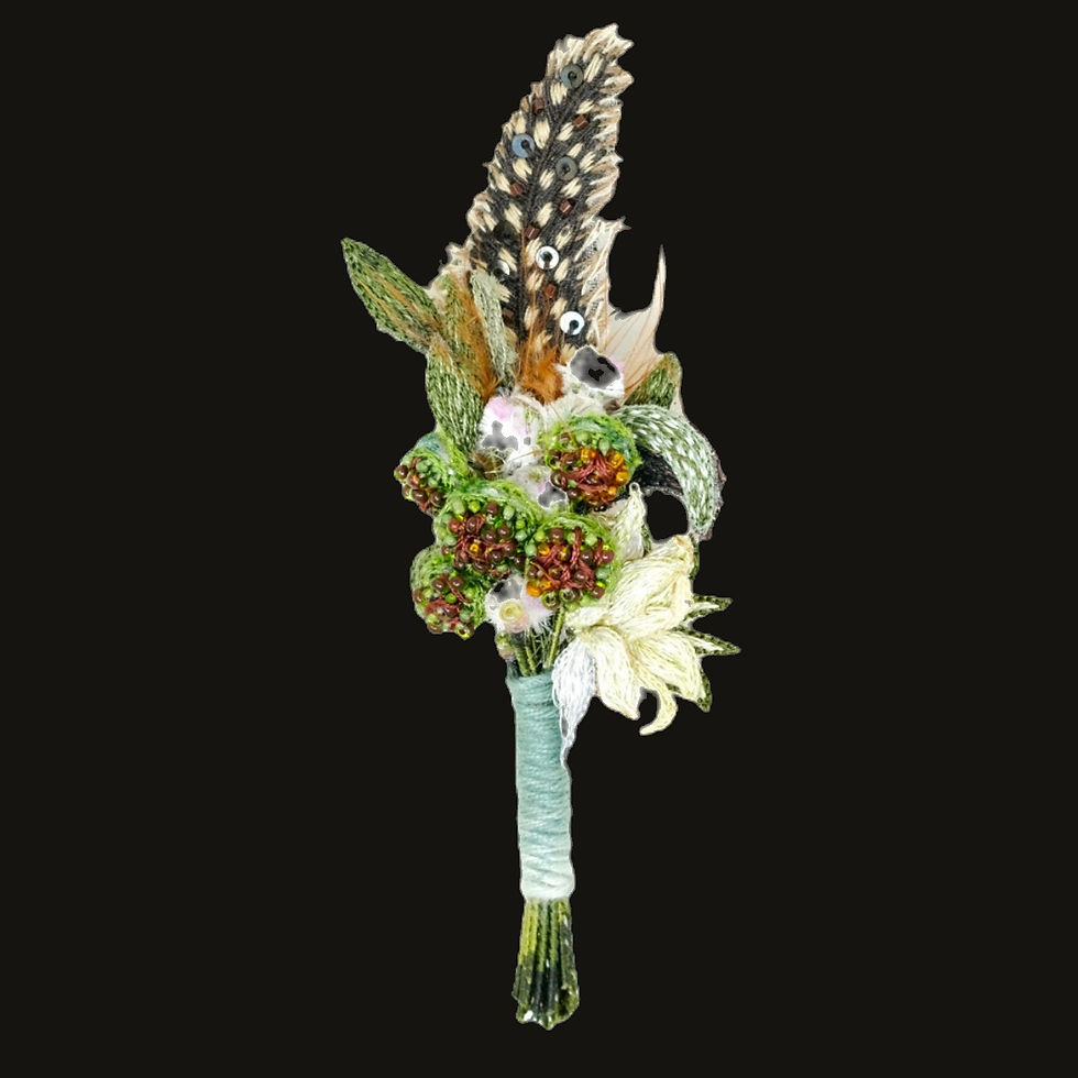 Miniature : ÉPINGLE À BOUTONNIÈRE EN PLUMES TACHETÉES TROVELORE