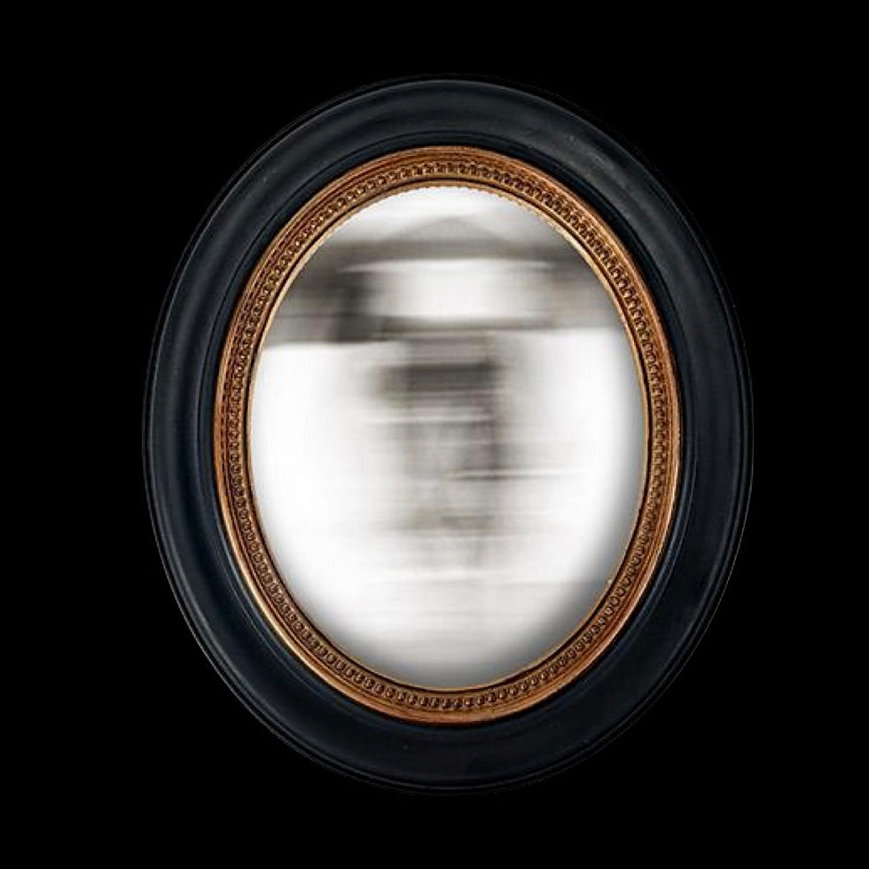 Miniature : MIROIR SORCIERE CONVEXE OVAL NOIR et OR