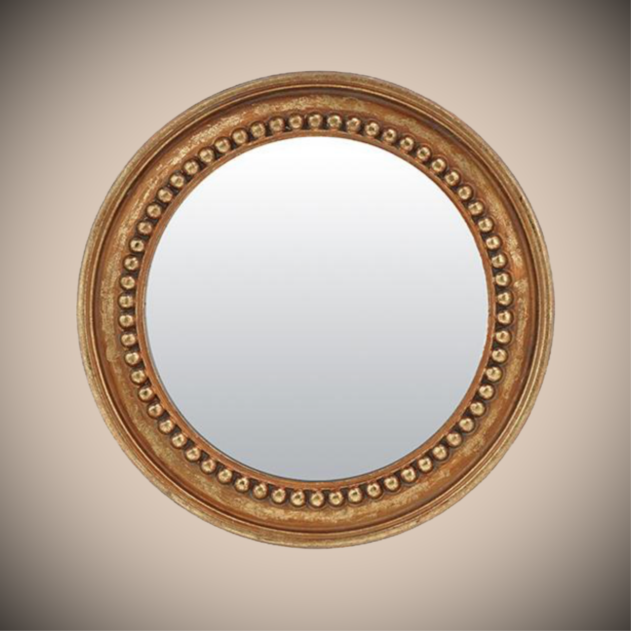 PETIT MIROIR PLAT PERLE OR 16,5 cm