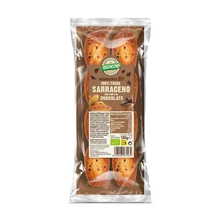 paquet de Magdalenes de fajol amb xips de xocolata - 180g Biocop