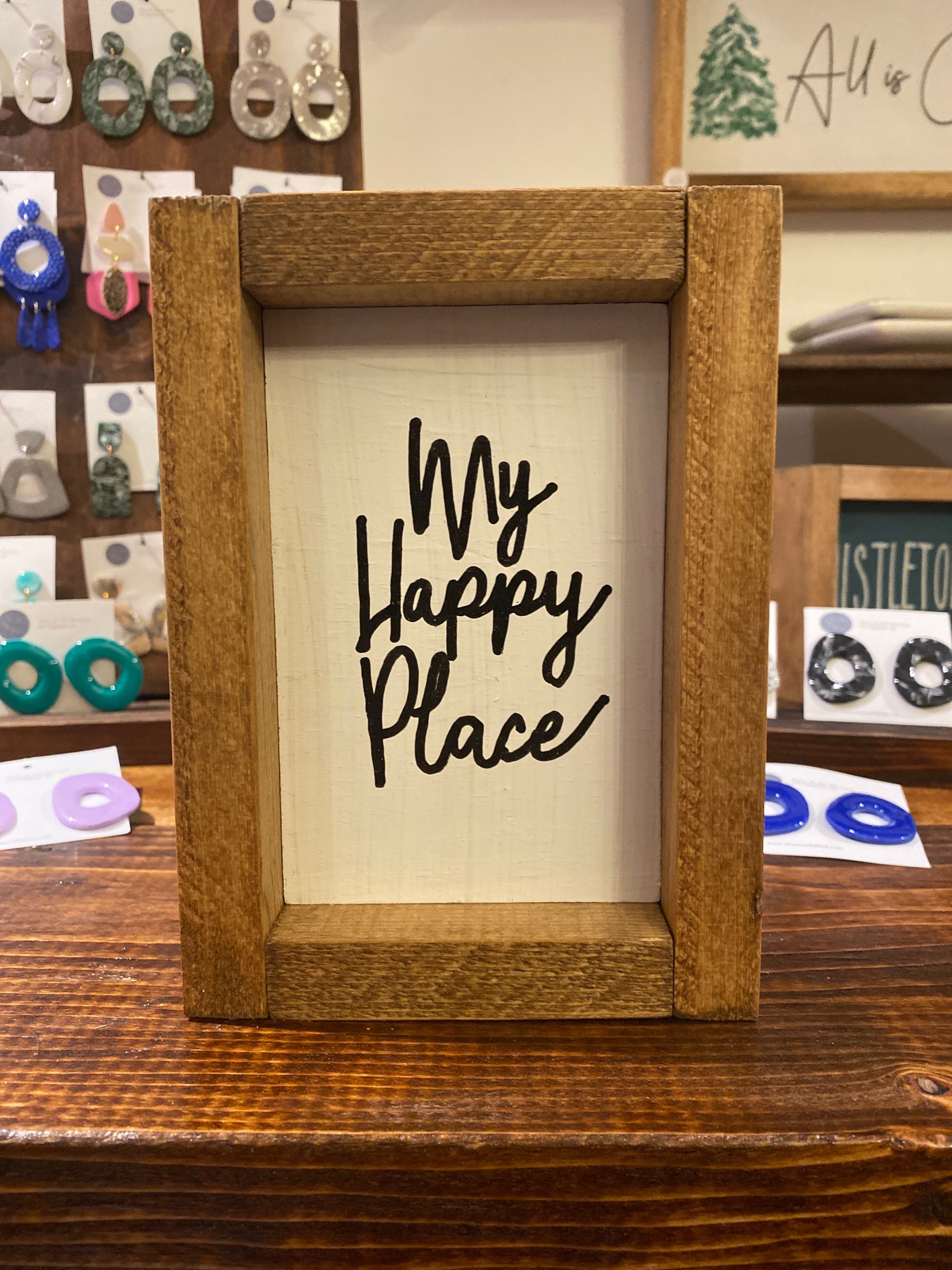 My Happy Place Small Tabletop Farmhouse Sign