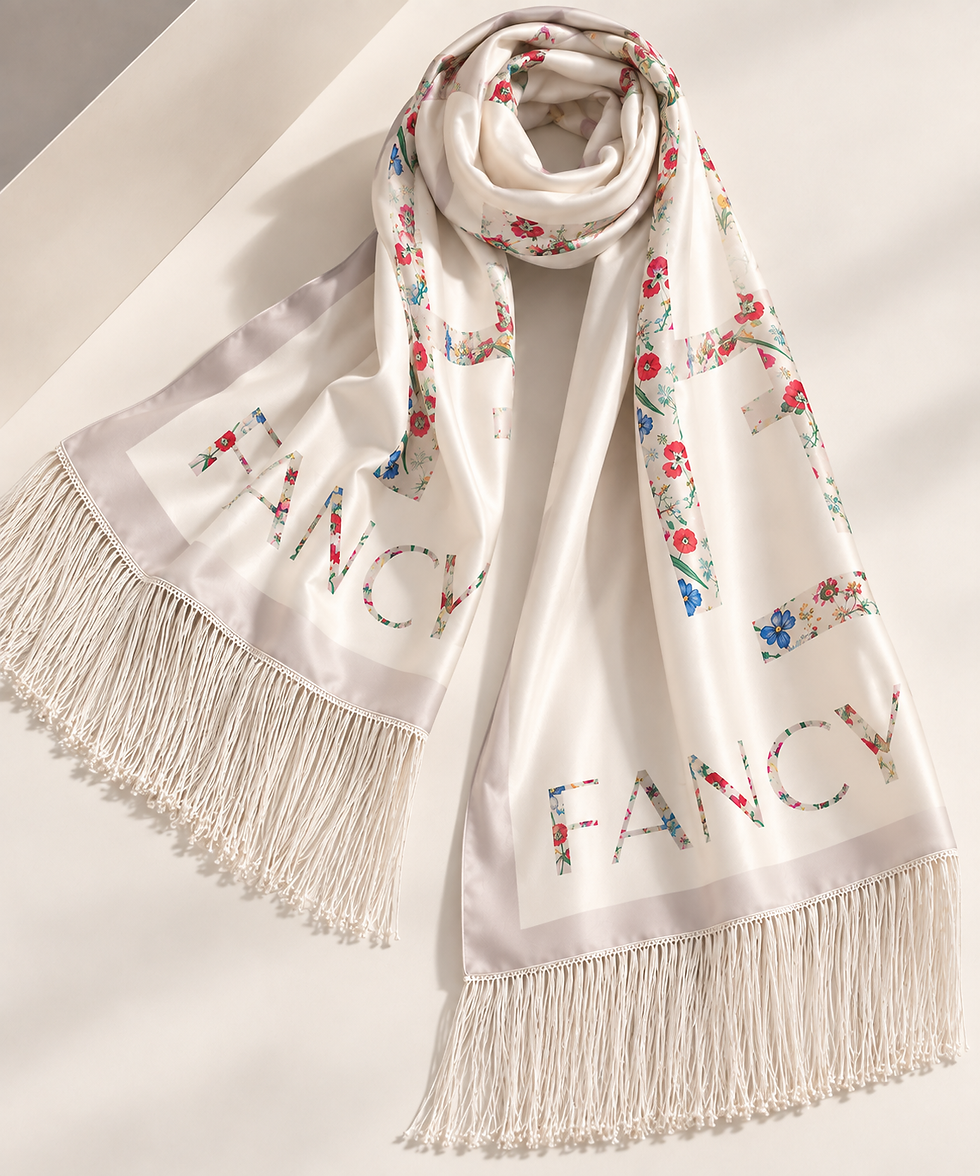 Thumbnail: MONOGRAM FLOWERS SCARF — FRINGED EDITION