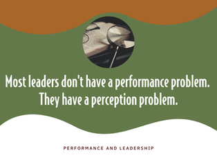 Most leaders don't have a performance problem.They have a perception problem.