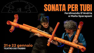 Fotografia di Ferdinando D'Andria e Maila Sparapani in Sonata per Tubi. Lo spettacolo andrà in scena al Teatro dei Fabbri de La Contrada Teatro Stabile di Trieste 