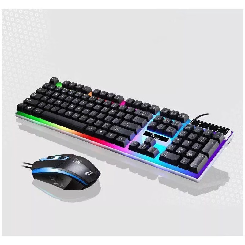 Thumbnail: Gaming Keyboard Mouse Set Pad Rainbow LED Wired USB For PC Laptop PS4 Xbox One