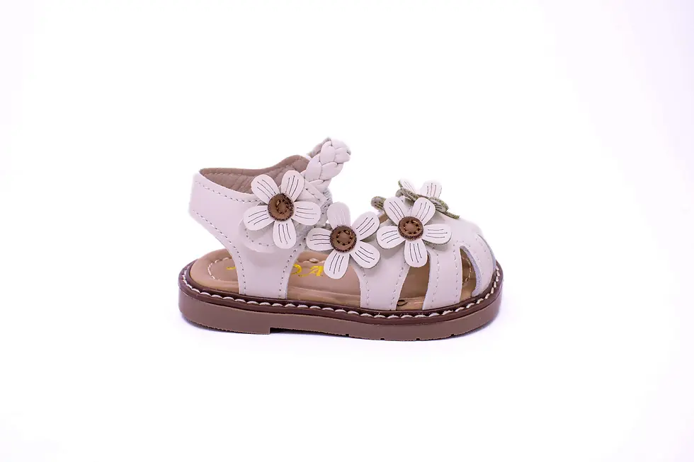Thumbnail: Sandale Fetite cu Floricele – Beige