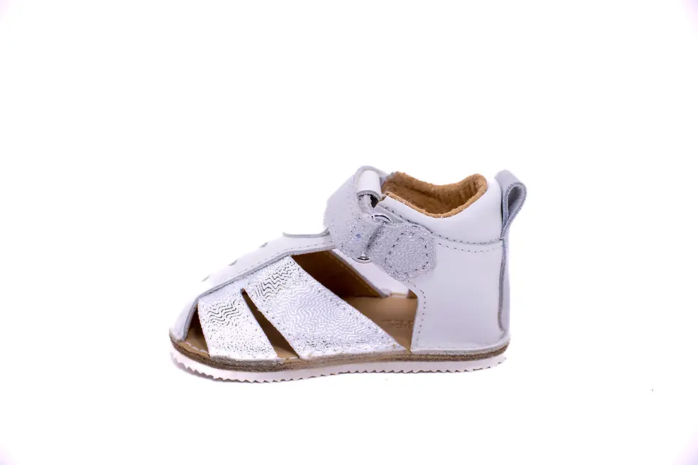 Miniatură: Sandalele Barefoot Alb-Argintiu